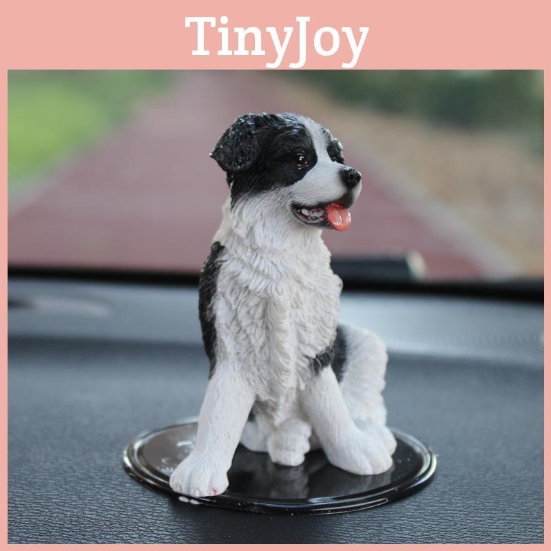 Resin Border Collie Animal Figure With Modern Style For Car Interior And Office Decor