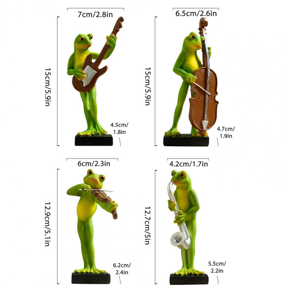 Garden Frog Ornament Outdoor Frog Decoration Resin Musical Instrument Frog Figurine Sculpture for Indoor Outdoor Garden Decor