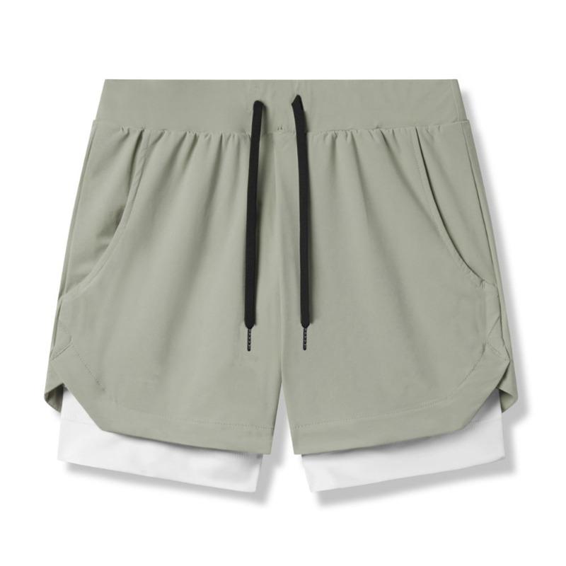 Herren 2-in-1 Kompressionsshorts Elastischer Bund Mit Handytasche Fitnessbekleidung