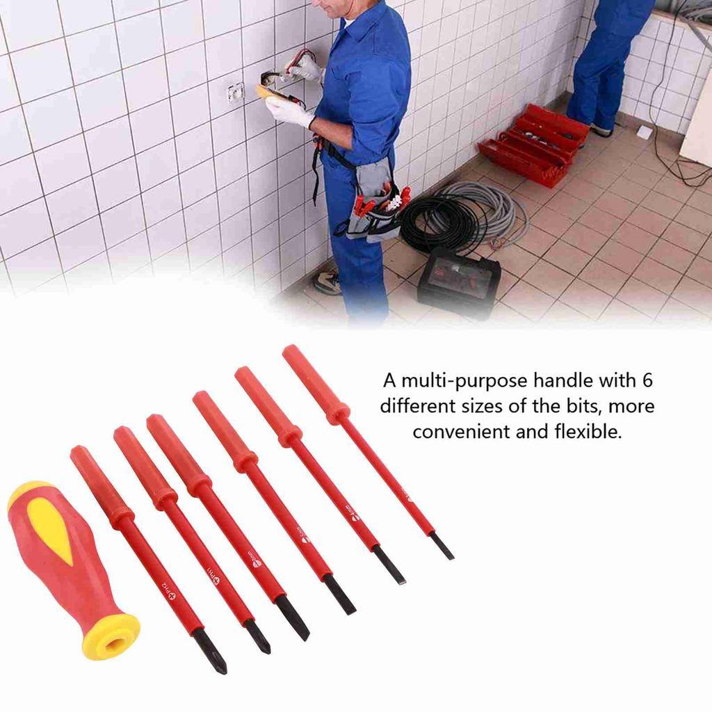 7dílná sada Multifunkční Izolované Plochý Křížový Elektrikářské Šroubováky Sada