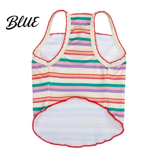 Lightweight Dog Clothes Colorful Striped Pet T-Shirt Sleeveless Thin Straps Breathable Skin-Friendly Tank