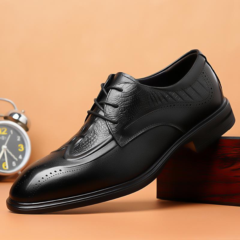 Men Dress Shoes Elevator Shoes lace up oxfords brogue Platform Business Casual Man Shoe Moccasins business wedding shoes men