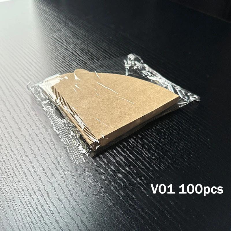 

100 шт./уп. Портативная фильтровальная бумага для кофе ручного заваривания V-типа из древесной массы, конусная фильтровальная чашка, инструмент для фильтровальной бумаги для капельной кофеварки V01/V02