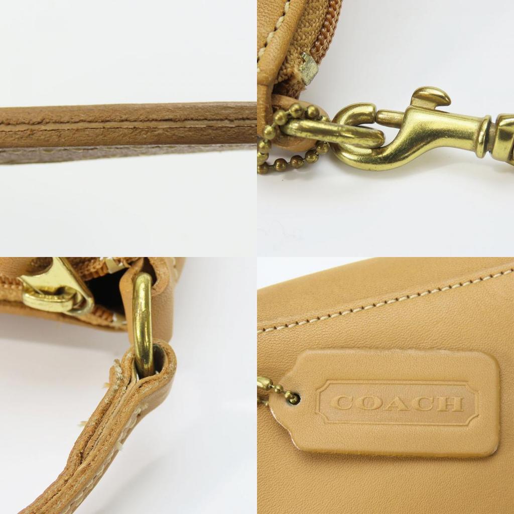 Used COACH Pouch 9311 Leather Beige Hand Pouch