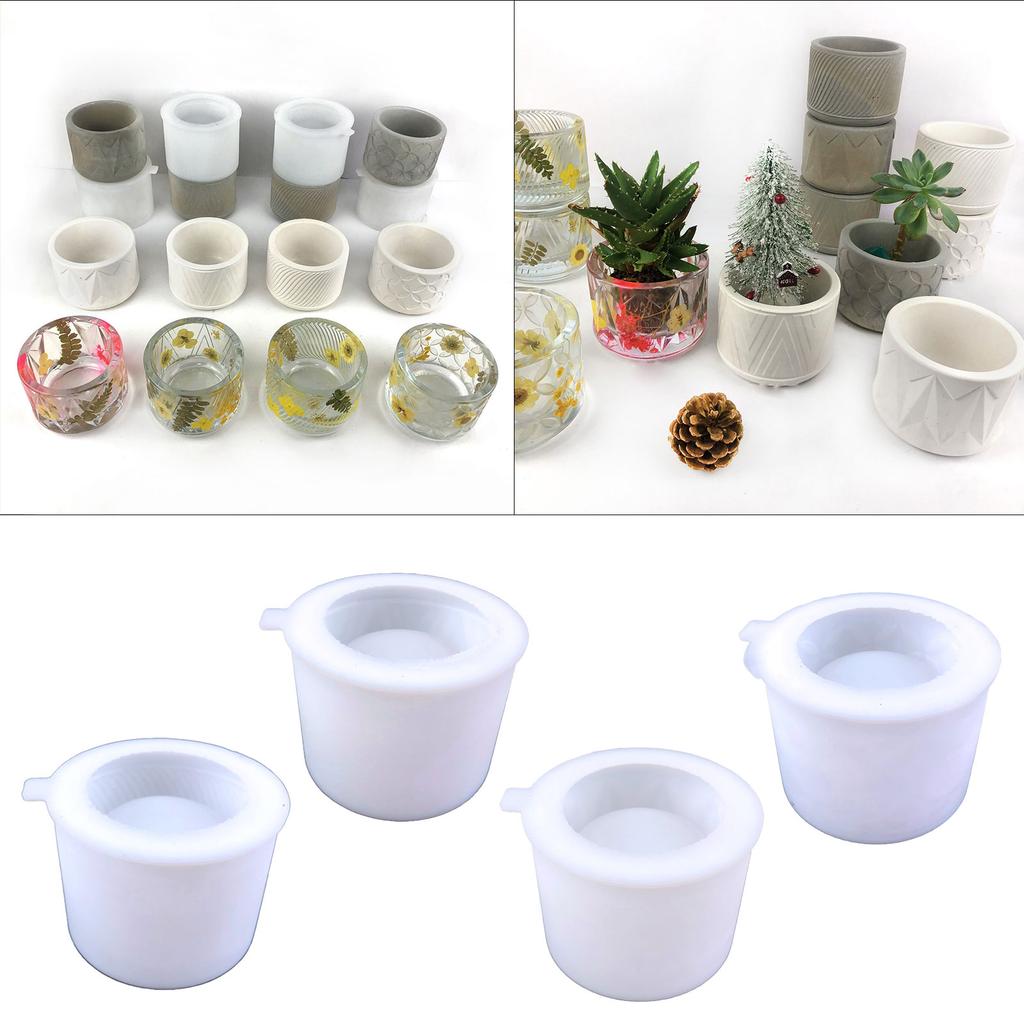 Succulents Plant Vase Resin Silicone Mold Suitable for Diy Garden Concrete Flower Pot Candle Holder Crafts Home Decor