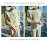 Women's Heavyweight Wool Diamond-Knit Sweater, Half-High Neck, Loose Fit.