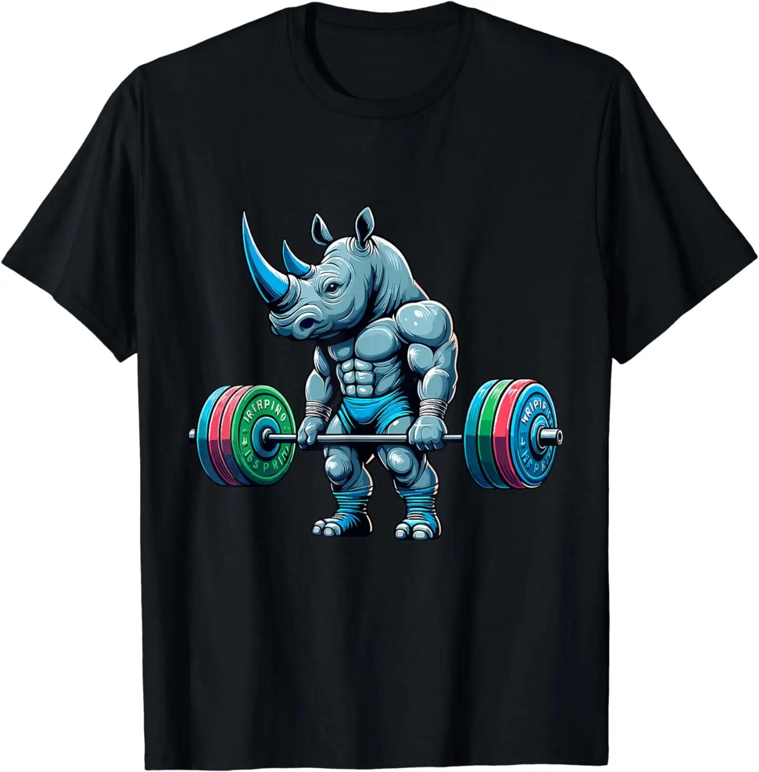 

Rhinoceros Weightlifting Gym Rhino Fitness T-shirt Street Clothing Pattern T-shirt Clothing Camiseta Hombre 4XL