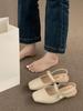 Gentle fairy style with skirt evening shoes low heel bag head sandals women's shoes simple and versatile rear empty square head single shoes