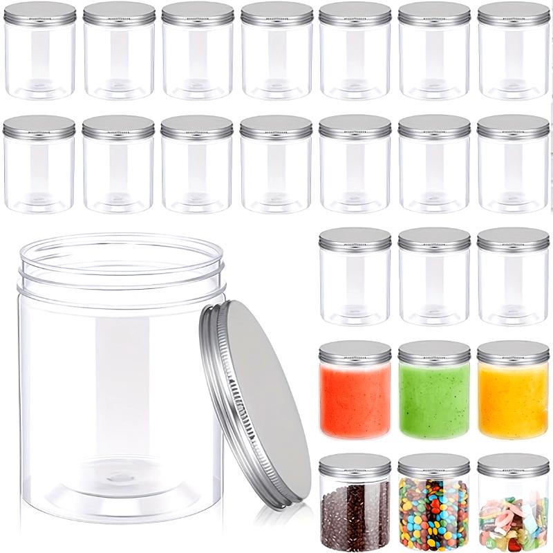 

10-Piece Reusable Plastic Storage Jars with Silver Lids - Leak-Proof Multi-Purpose Kitchen Containers, Suitable for Food
