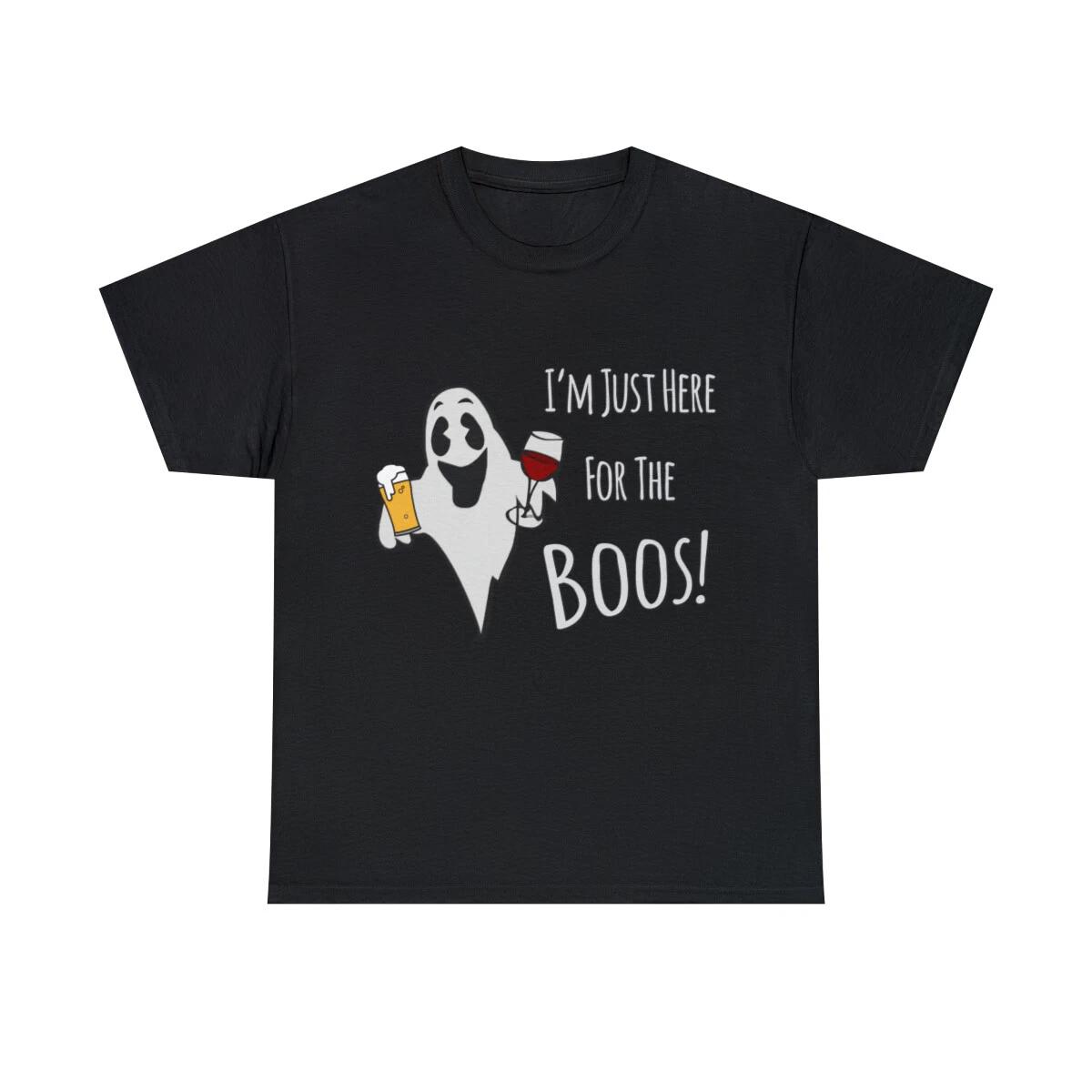 I m Just Here For The Boos Beer And Wine Graphic Tee Shirt, S-5XL XL