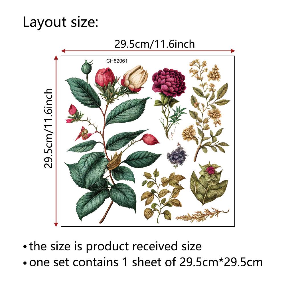 

CH82061 Розово-красная цветочная съемная маслостойкая наклейка на стену