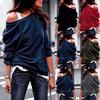 One Shoulder Womens Jumper Pullover Ladies Hoodies Top Loose T Sweatshirt Shirt