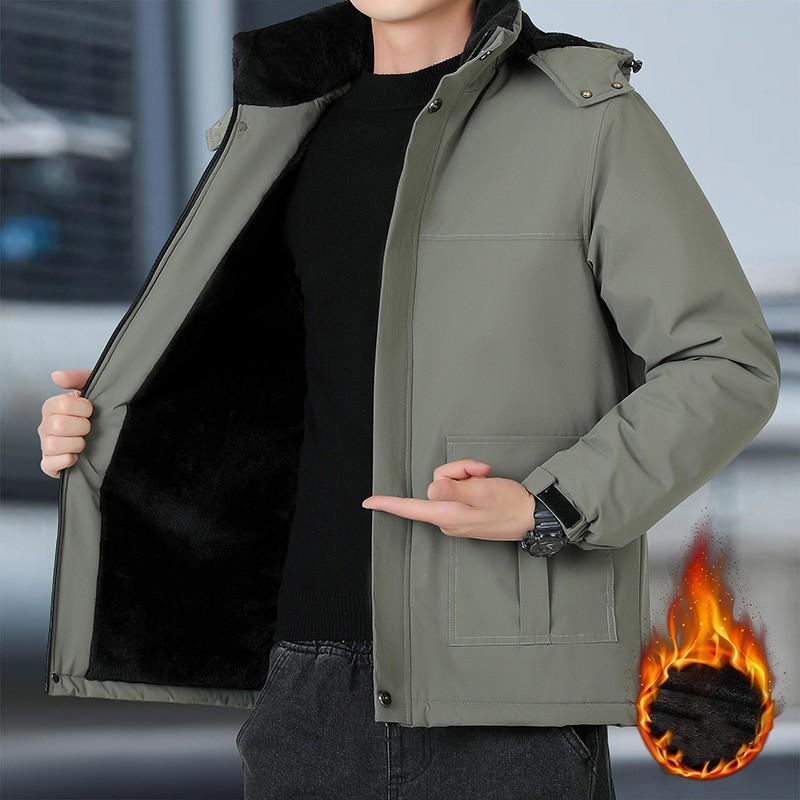 Parka Invernale da Uomo Impermeabile Caldo Taglie Forti Giubbotti Spessi con Cappuccio Largi Antivento