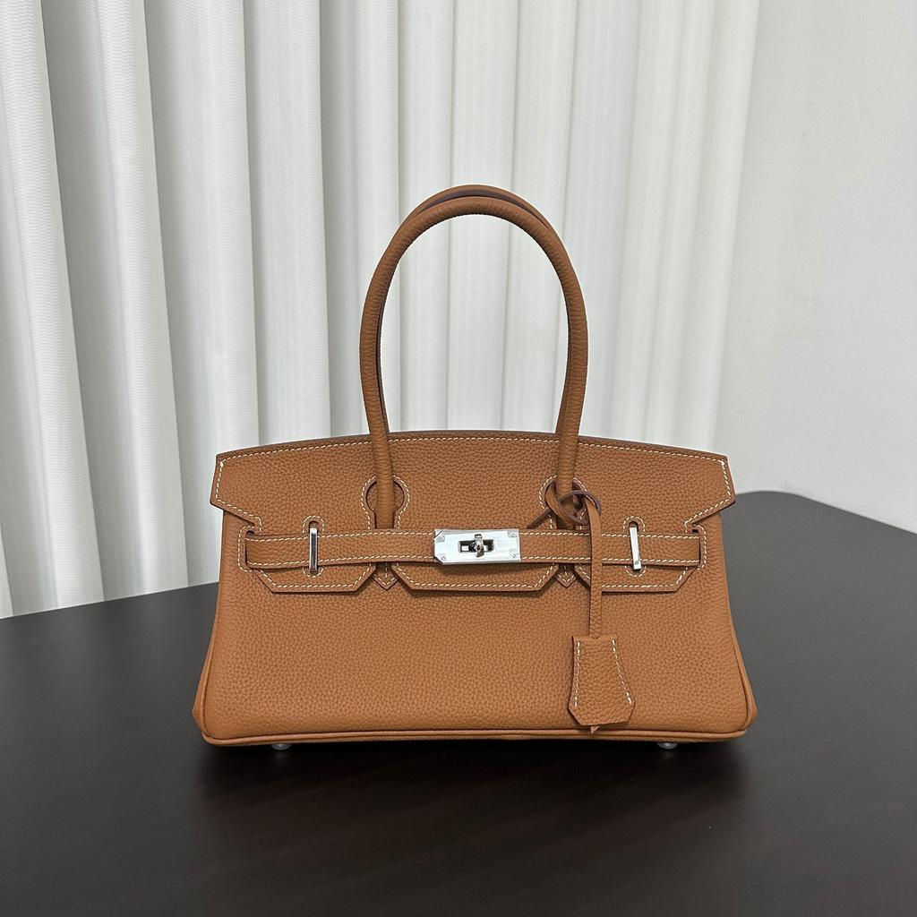 Haute Couture High End Skórzana Torba Horyzontalna z Platynową Główką z Nici Safi, Duża Pojemność, Wszechstronna, Do Ręki, Damska