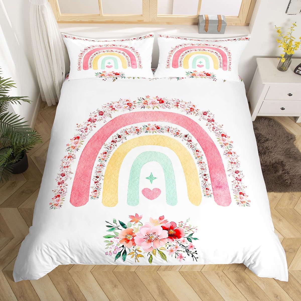 

Cute Dog Bedding Duvet Cover Queen King Size Puppy Bedding Set Decorative Bow Kawaii Pet Cute Animal Quilt Cover 3 Pcs EU Single(135x200cm)