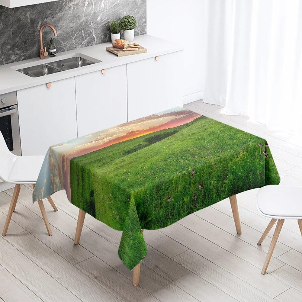 Sunset  Scenery Printed Table Cloth Camping Picnic   Stain Resistant Waterproof Kitchen  Home Decoration