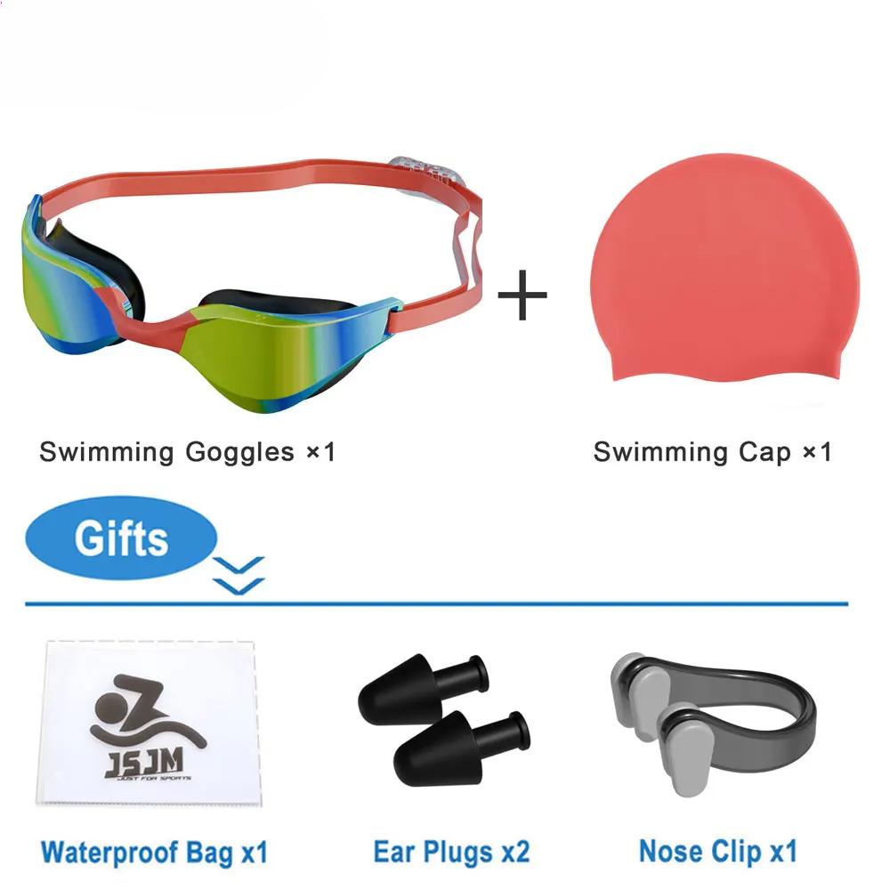 

Новые профессиональные очки для плавания для взрослых HD Антизапотевающие Водонепроницаемые Силиконовая шапочка для плавания + Очки для плавания для мужчин и женщин Подарки