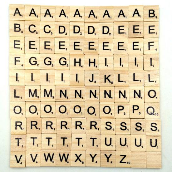 100Pcs Wooden Tiles Capital Letters A-Z Alphabet Board Funny Educational Toy