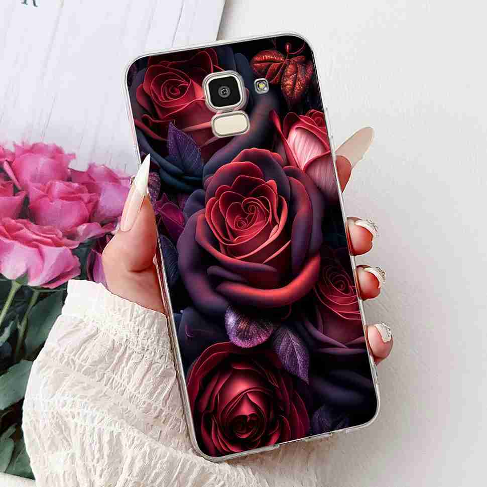 For Samsung Galaxy J6 2018 SM-J600F Case Fashion Girl New Flowers Soft Silicone TPU Cover For Samsung j6 J6 2018 Phone Shell