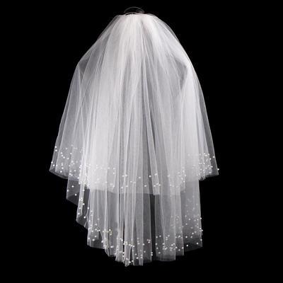 Diadema Blanca con Perlas de Doble Capa de 80 cm para Novias - Popular Accesorio para el Cabello de Boda