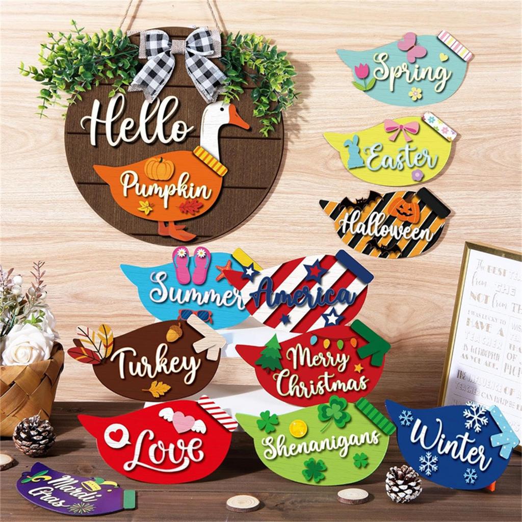 13 Replaceable Wooden Creative Doorplates Welcome Signs Door Hanging Decoration