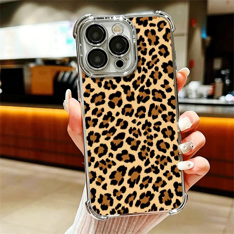 Classic Retro Leopard Print Soft Phone Case For iPhone 15 16 17 Air 14 Pro Max 16E Plus 13 12 Mini Plating Anti-Fall Fundas