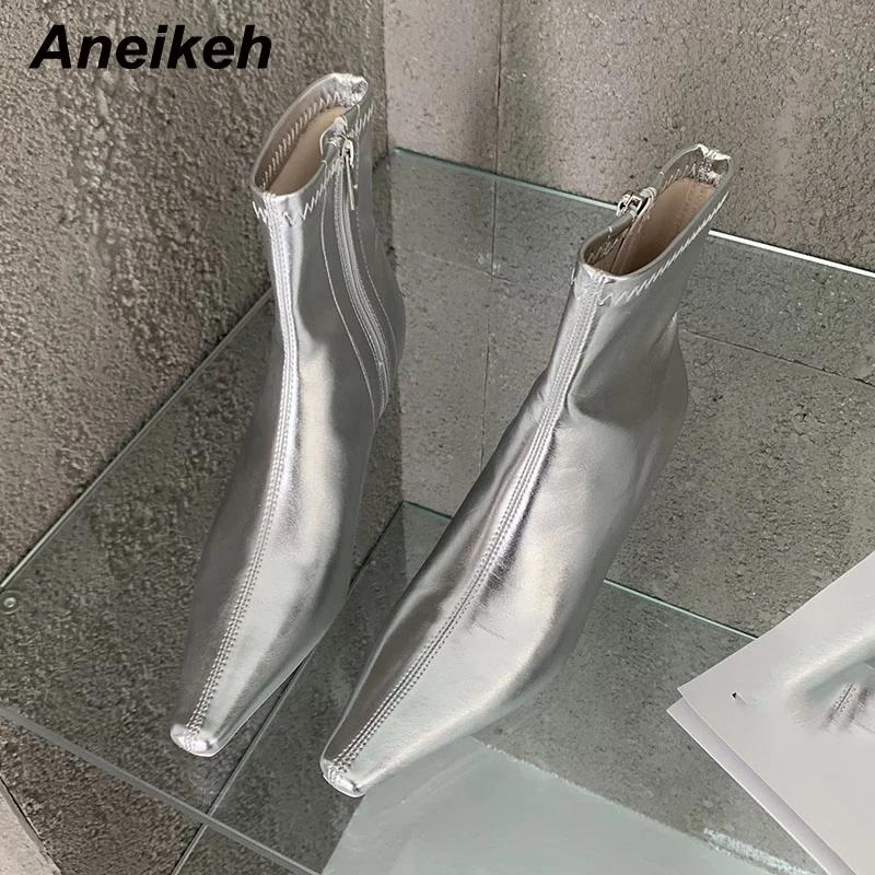 Modische spitze Damen-Ankle Boots mit dünnen niedrigen Absätzen, Frühlingsschuhe, bequemes weiches Leder, kurz, Damengröße 35-42