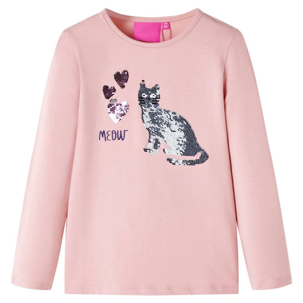 Kids Long Sleeve T Shirt Light Pink Size 128
