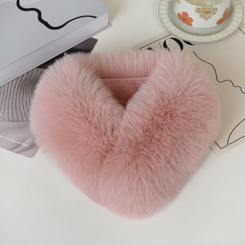 High-End Faux Fox Magnetic Neck Gaiter Winter Plush Light Luxury Scarf Men Women Thickened Warm Solid Color