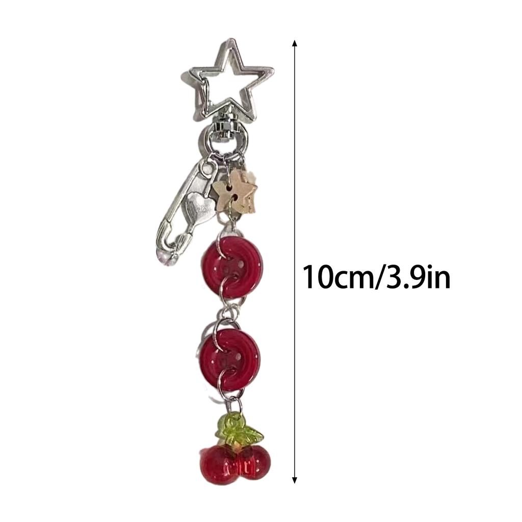 Cute Button Keychain Pendant Phone Chain Ornament Beaded Phone Lanyard Bag Charm for Fashionable Individuals