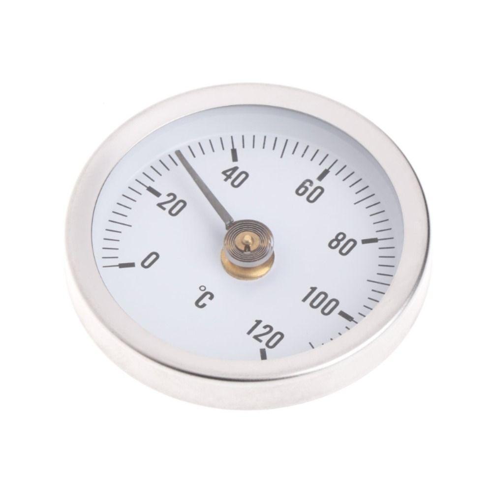 63mm Surface 0-120 DegreeC Bimetal Thermomet Clip-on Pipe Temperature Gauge With Spring Thermometer