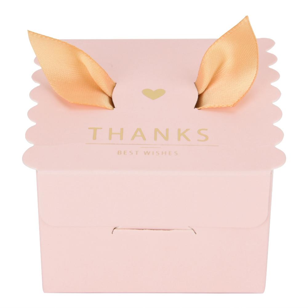 

50 pcs Wedding Party Paper Candy Chocolate Cake Decoration Box Gift (Pink thanks)