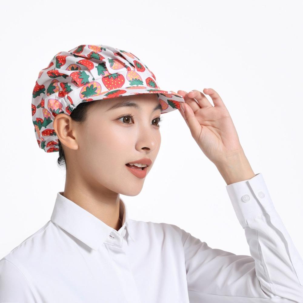 Dust Proof Chef Hat Flower Printed Sanitary Cap New Work Cap  Hotel Restaurant