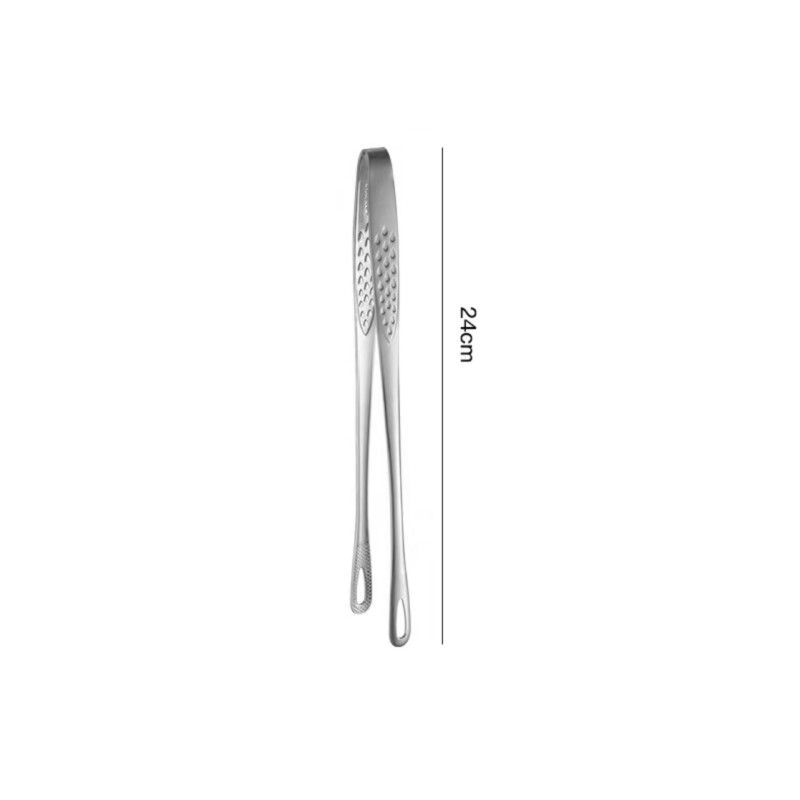Korean-Style Barbecue Tongs 304 Stainless Steel Tongs Barbecue Tongs Household Kitchen Steak Tongs Extended Food Tongs for Barbecue Restaurants Silver 24cm