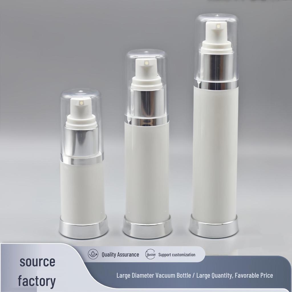 White Plastic Vacuum Bottle with Press Lotion Pump, 15/30/50ml - High-Grade Empty Foundation Essence Container
