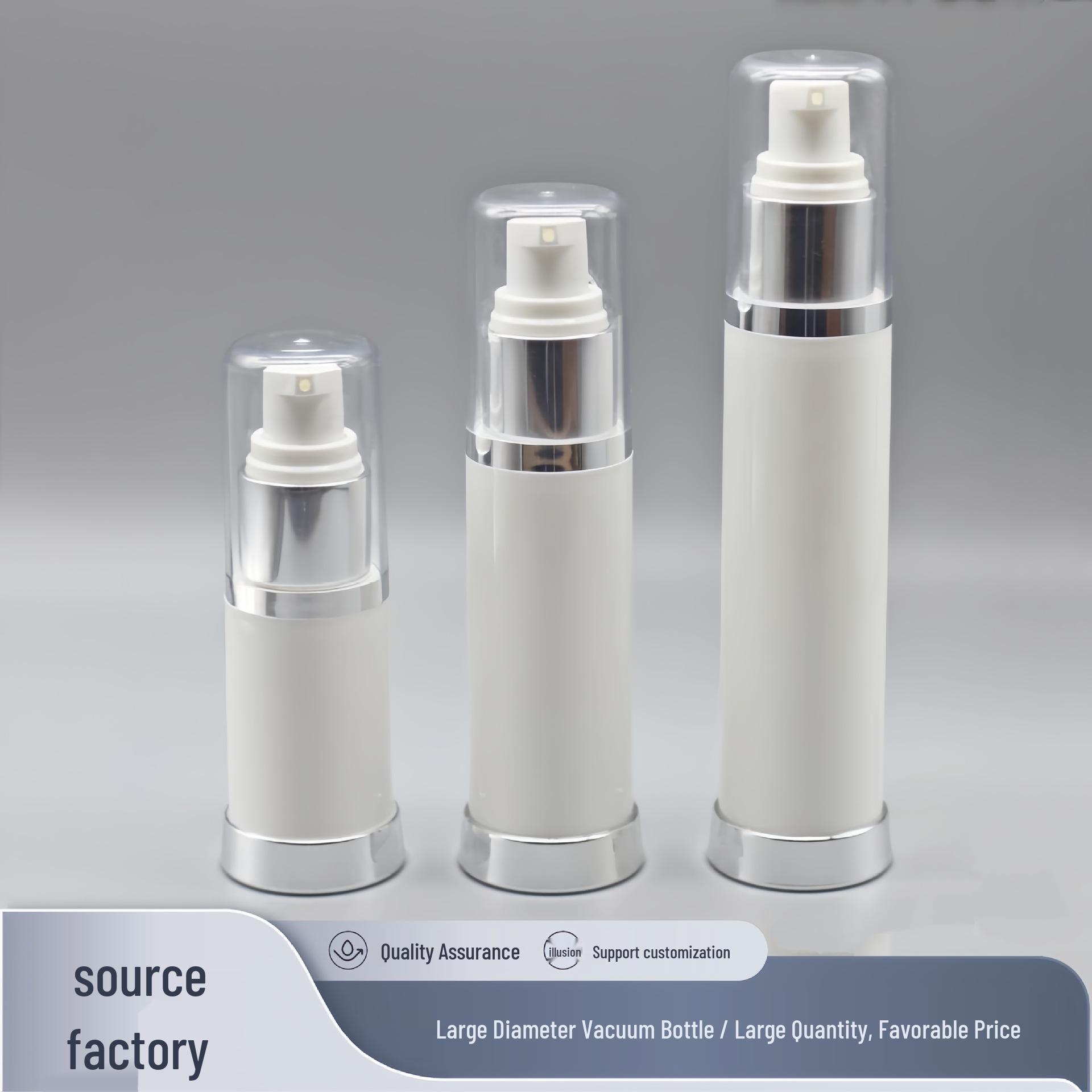 White Plastic Vacuum Bottle with Press Lotion Pump, 15/30/50ml - High-Grade Empty Foundation Essence Container 15ml White PP