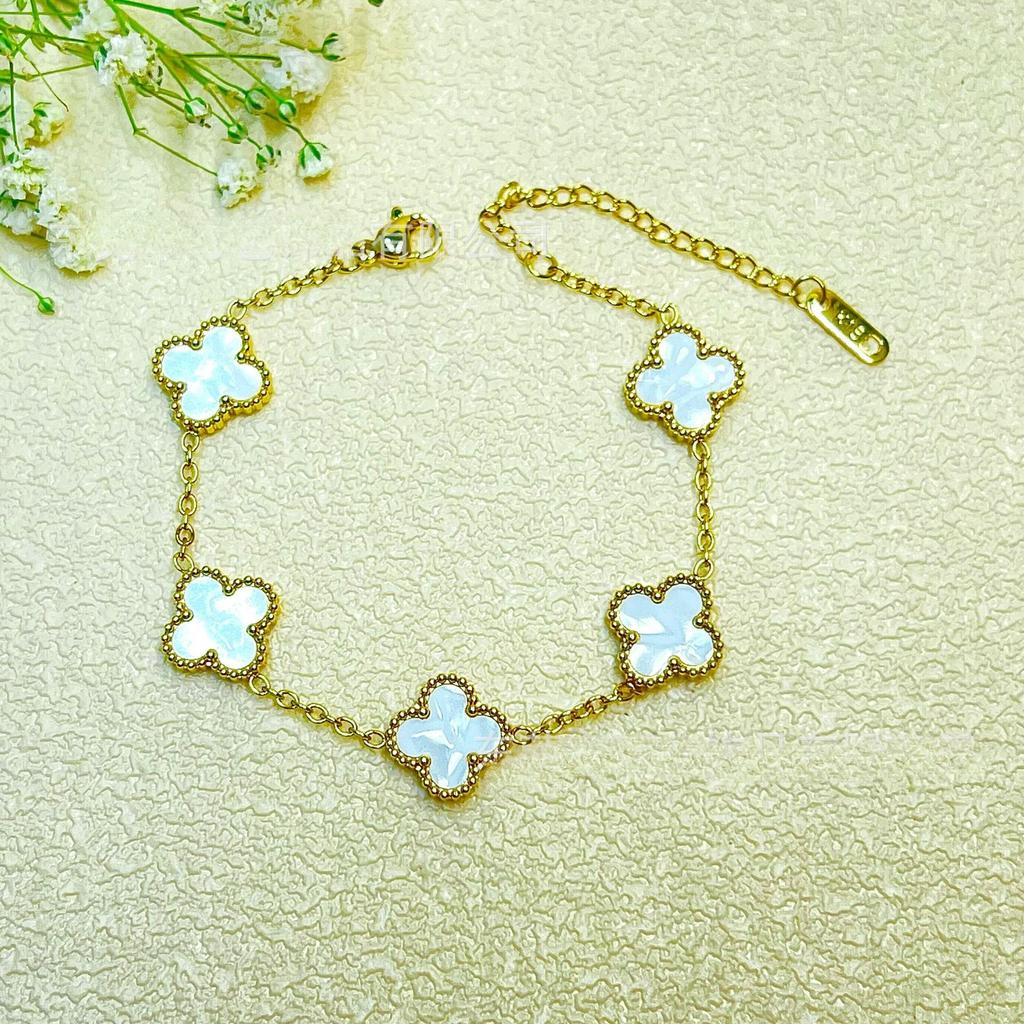 Bracciale Quadrifoglio Alta Qualità 18k Bifacciale Fortunato Cinque Fiori Moda Nuovo Bracciale Lusso Leggero