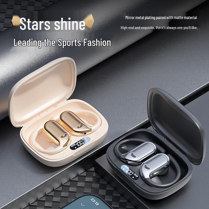 M74 Open-Ear Bluetooth Earphones - Noise Cancelling, Wireless Ear-Hook with Digital Display for Running and Sports