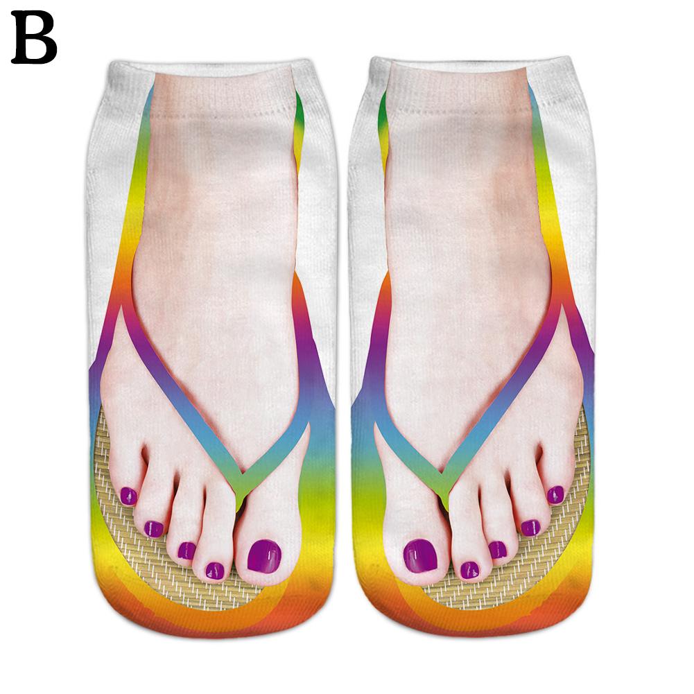Schattige Voetprint 3D Sokken Voor Dames Kawaii Lage Enkel Femme Meisjes Katoenen Sokken Casual Grappig Creatieve Sokken Gelukkig Calcetines