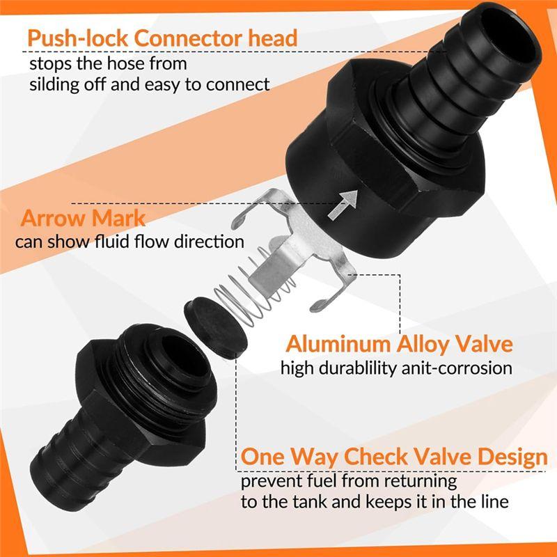 SXR-1/4 Inch 5/16 Inch 3/8 Inch 1/2 Inch Fuel Non-Return Inline One-Way Check Valve Suitable For (4 Pieces Black)