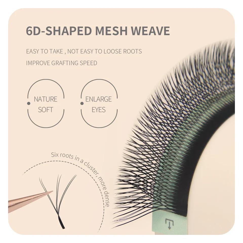 ANNAFRIS 3D W Shape Synthetic Hair Natural Long Automatic Flowering Bloom False Lashes 2Tips Black Premade Eyelash Extensions