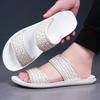 Men Black Leather Slippers Flats Summer Brown Sandals Outdoor White Wide Head Beach Shoes for Father Over Sized 46 47 48