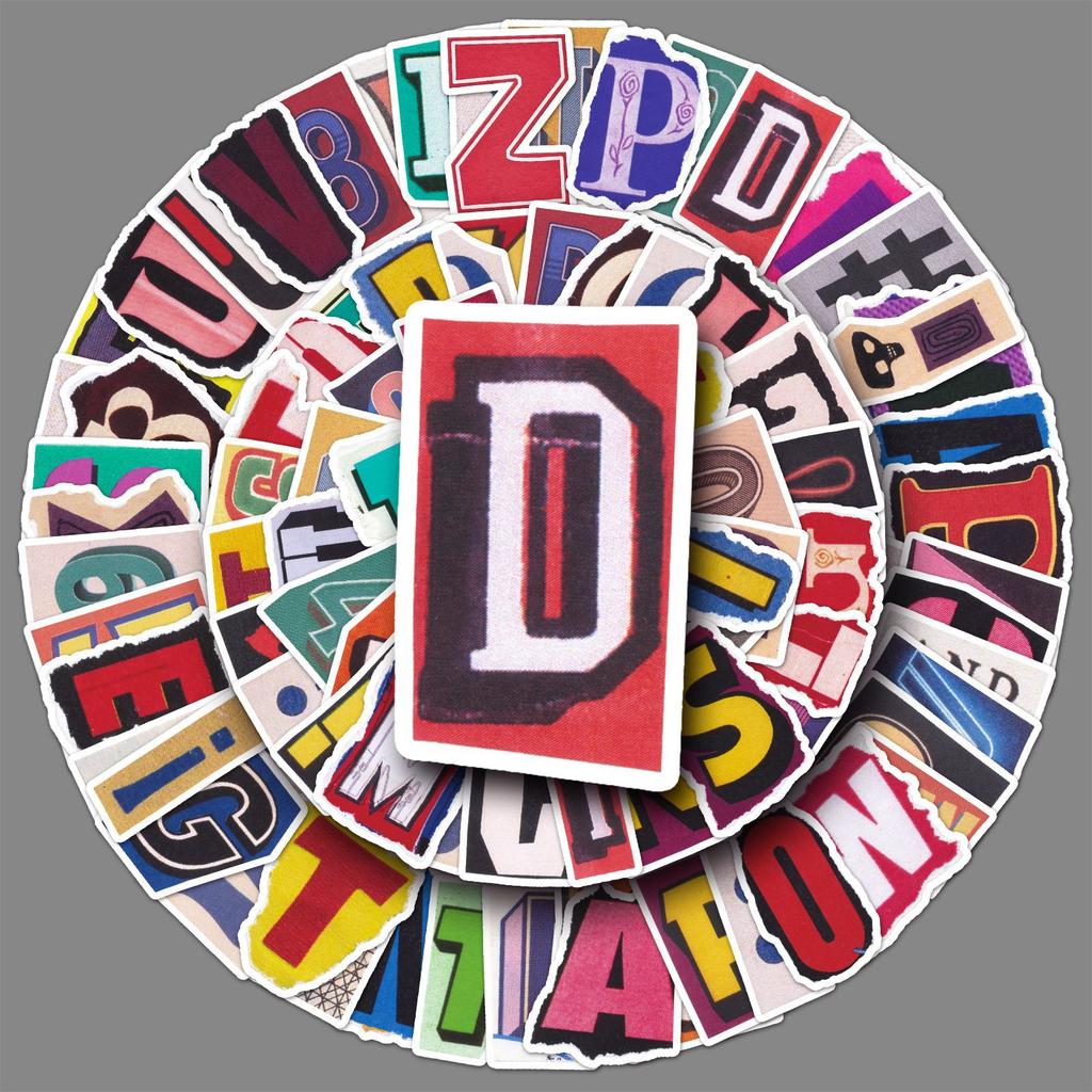 100 Old Digital Letter Stickers Personalized Retro DIY Decorative Water Cup Mobile Phone Case Manual Notebook Stickers