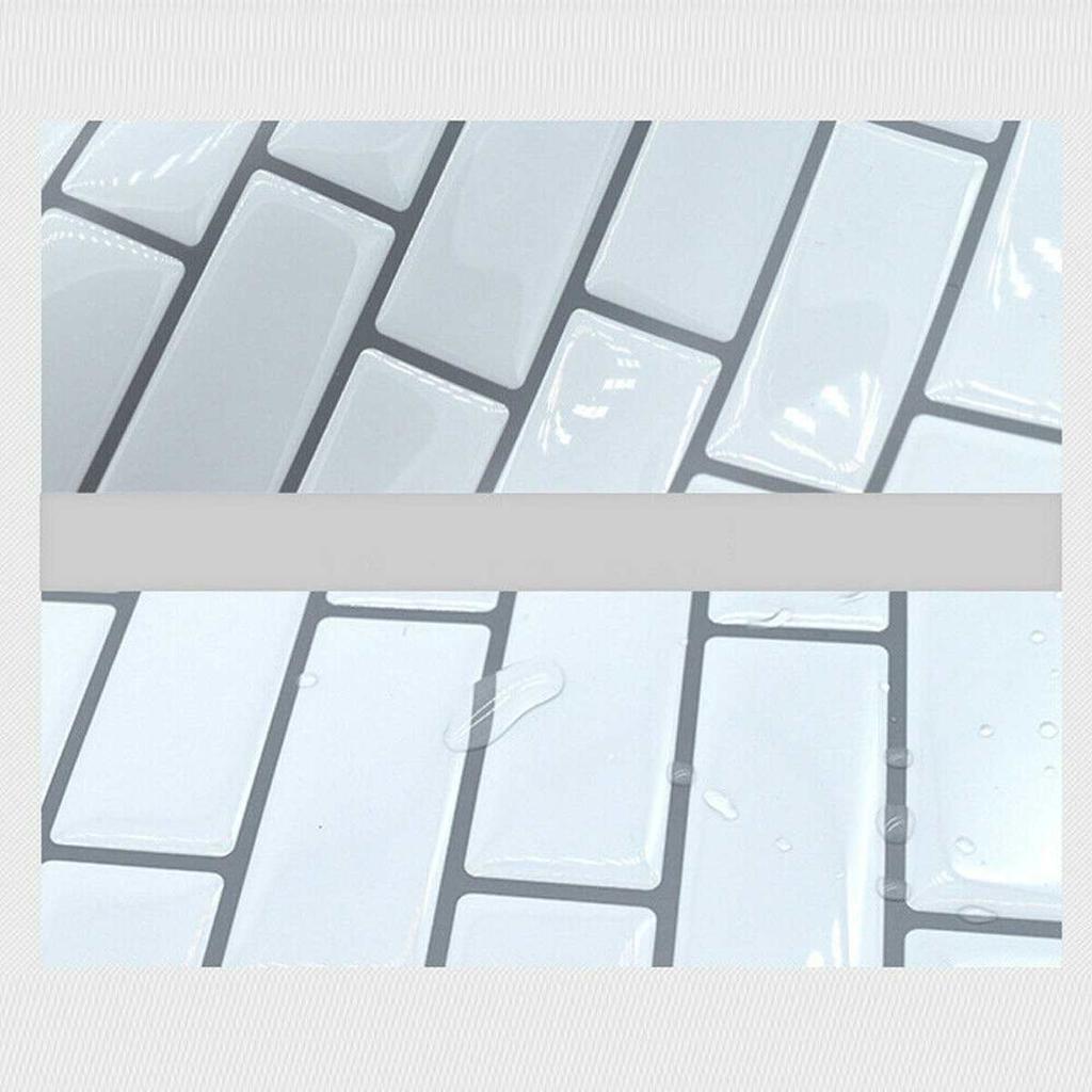 10Pcs/Set 25x25cm Self Adhesive Waterproof Heatproof Vinyl Wallpaper 3D Peel and Stick Subway Tiles