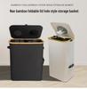 Foldable Bamboo Oxford Cloth Recycling Basket with Lid and Inner Bag