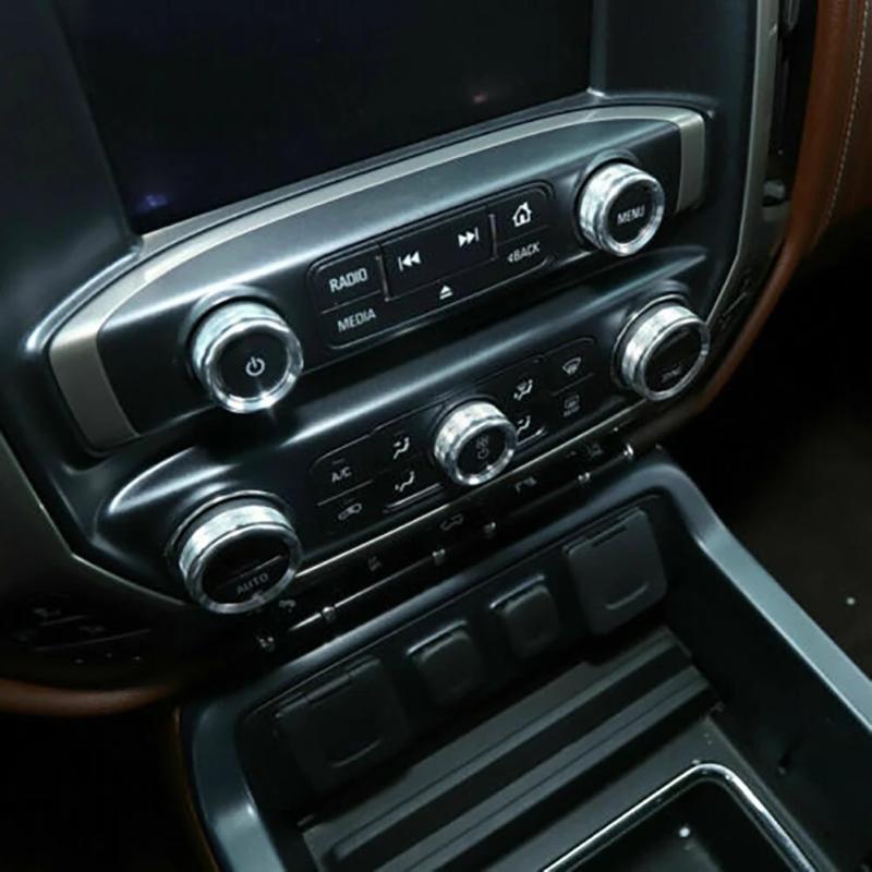 8PCS Air Conditioning Knob Circle AC Knob Cover Air Outlet Switch Button Decoration Ring Trim For Chevrolet Silverado 2014-2018