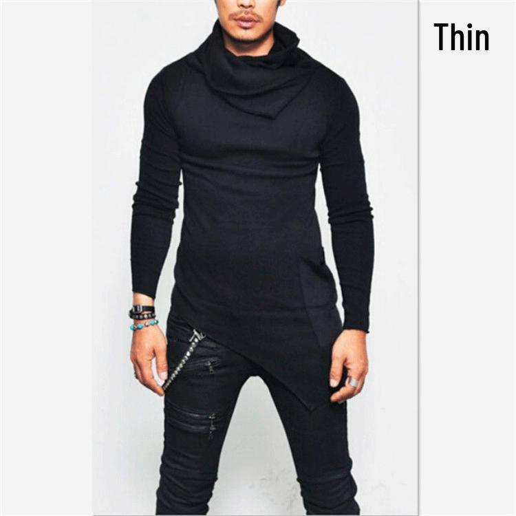 

Men s Thin Long Sleeve Stacked Neck Top - European & American Style for Autumn and Spring 3XL чёрный