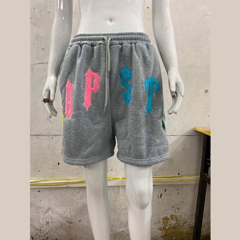 European and American summer letter embroidery casual loose trendy shorts for men and women