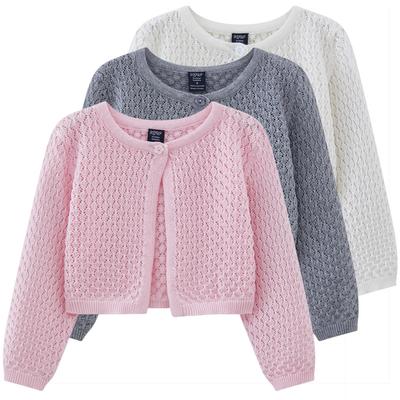 Round Neck Hollow Baby and Toddler One Button Shawl Coat Thin Style Girls Knitted Cardigan Coat
