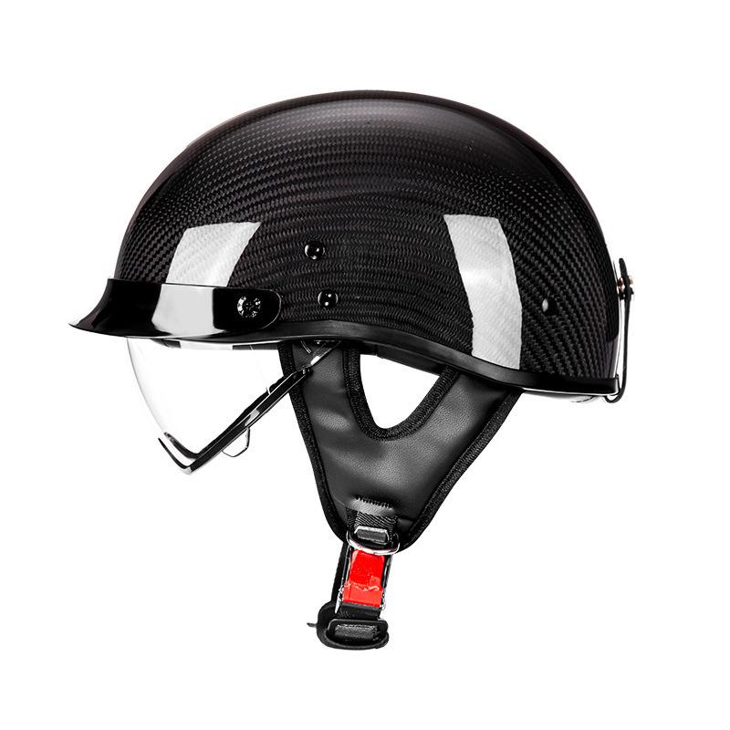 AD Carbon Fiber Retro 3C Certified Motorcycle Half Helmet for Men & Women